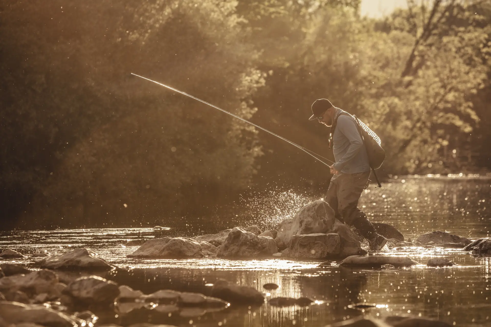 A guest enjoying guided fishing in Scotland